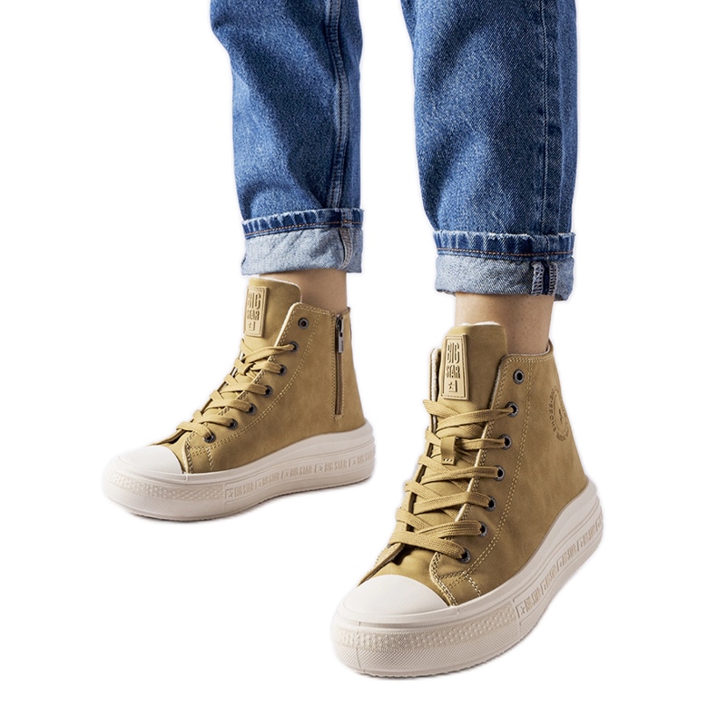 Dunkelbeige warme Sneakers Big Star MM274026