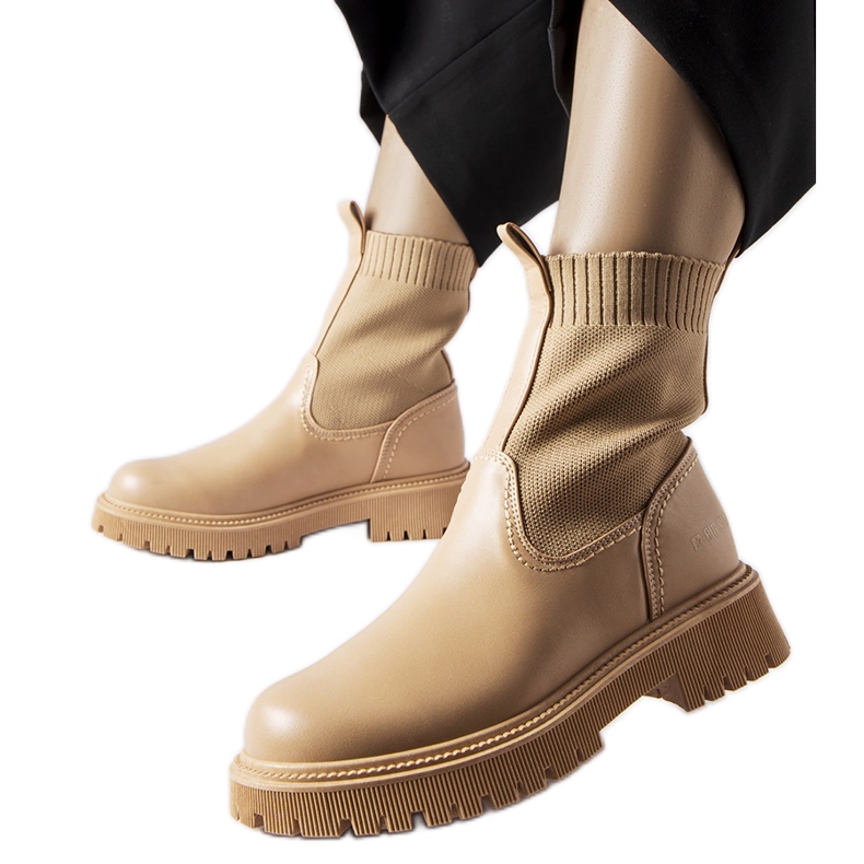 Beigefarbene Öko-Wildlederstiefel Big Star MM274542