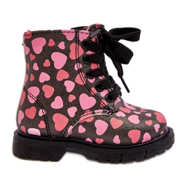 Isolierte Kinderstiefeletten mit Reißverschluss, Schwarz und Pink Dolida