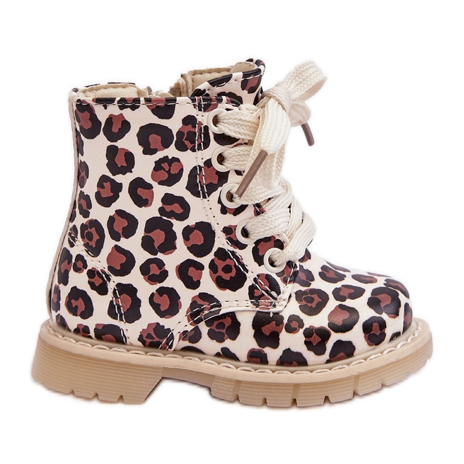 Isolierte Kinderstiefeletten mit Reißverschluss, Beige und Braun Dolida