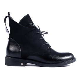 W. Potocki Schwarze Potocki-Stiefeletten mit flachem Absatz