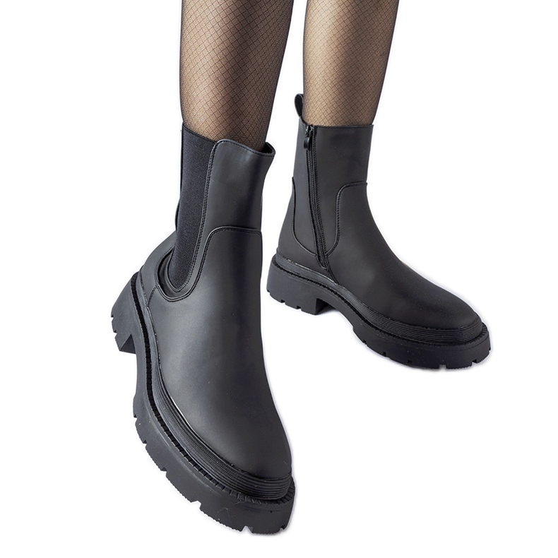 Schwarze, massive, isolierte Stiefeletten von Banaudon