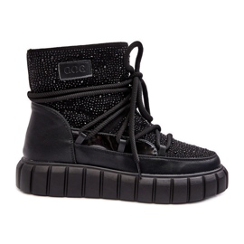 Isolierte Schneestiefel mit Strasssteinen verziert GOE MM2N4080 Schwarz