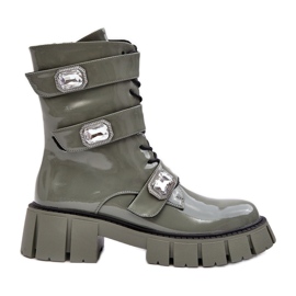 Damen-Arbeiterstiefel Lackgrün S.Barski MR870-61
