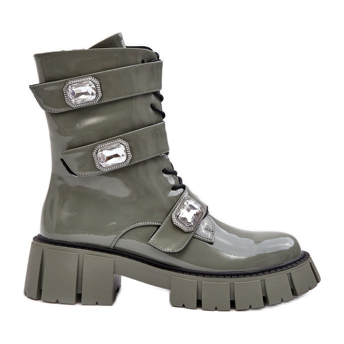 Damen-Arbeiterstiefel Lackgrün S.Barski MR870-61