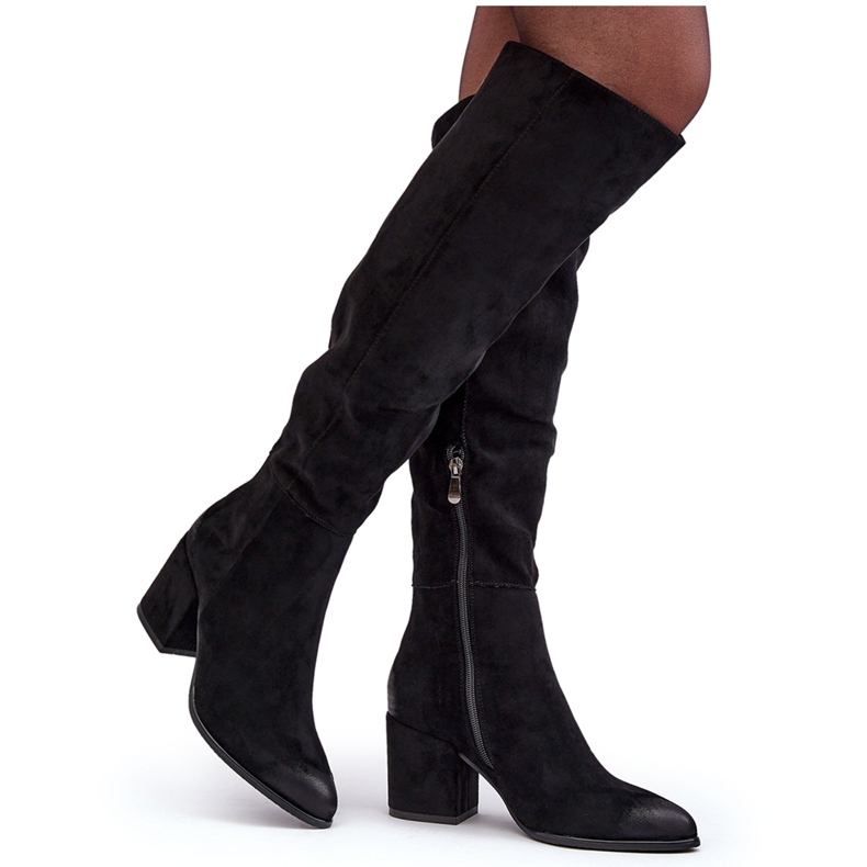 Vinceza Schwarze Overknee-Stiefel aus Wildleder von Favana für Damen