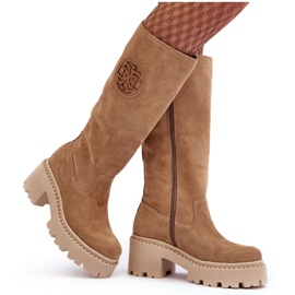 Lewski Shoes Overknee-Stiefel aus Wildleder für Damen Beige Lewski 3367