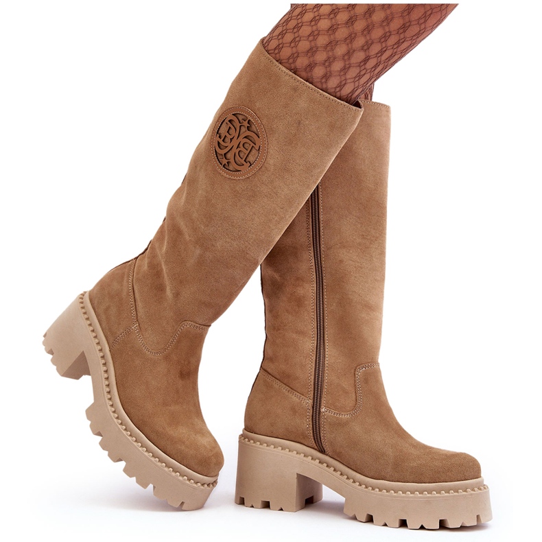 Lewski Shoes Overknee-Stiefel aus Wildleder für Damen Beige Lewski 3367