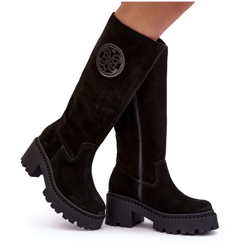 Lewski Shoes Overknee-Stiefel aus Wildleder für Damen in Schwarz Lewski 3367