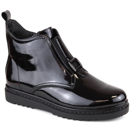 Vinceza W JAN259 schwarze isolierte flache Stiefeletten aus Lackleder
