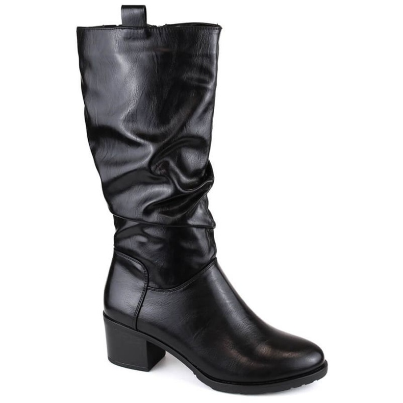Jezzi W JEZ420B isolierte, faltige Stiefel mit hohen Absätzen, schwarz