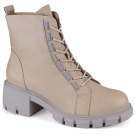 Isolierte Schnür- und Reißverschlussstiefel Jezzi W JEZ422B, beige