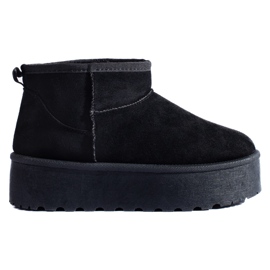 Schwarze kurze Schneestiefel auf der Shelovet-Plattform