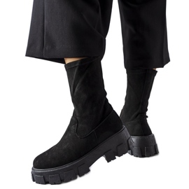 Inna Schwarze Wildleder- und Sockenstiefeletten von Pancrazio aus Öko-Wildleder