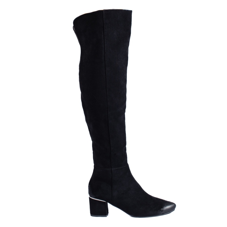 Schwarze Wildlederstiefel mit niedrigem Absatz von Vinceza