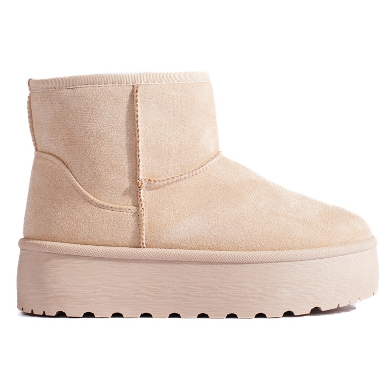 Damen-Plateau-Schneestiefel, hellbeige Shelovet