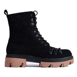 Schnürstiefel aus Wildleder, schwarz, Vinceza