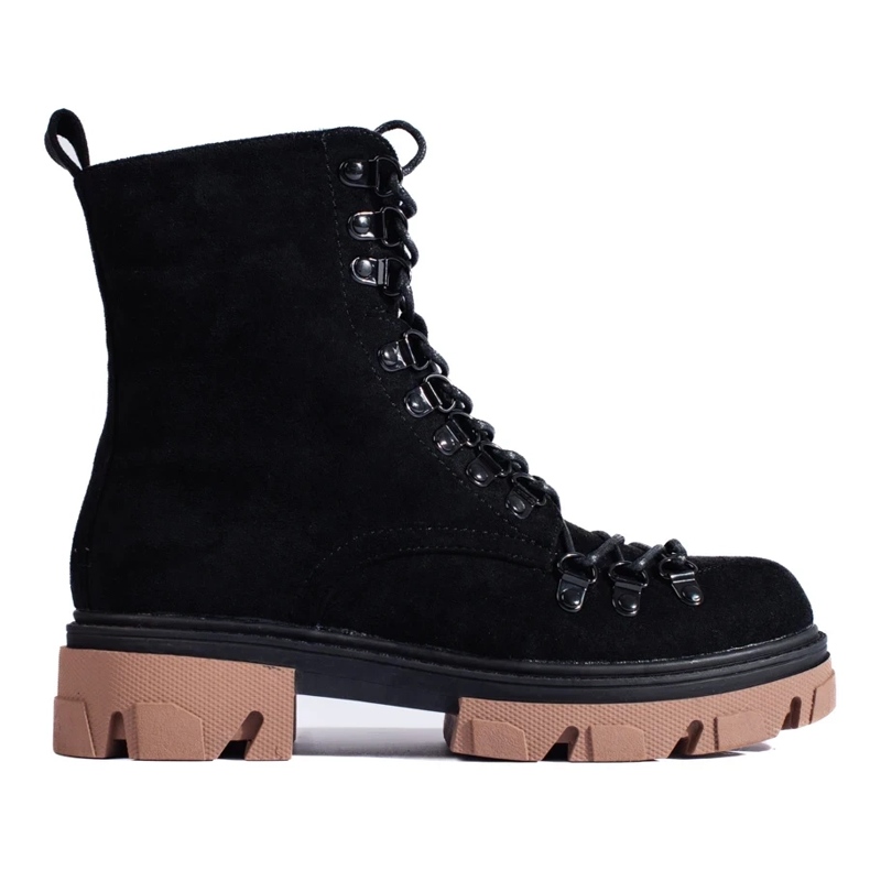 Schnürstiefel aus Wildleder, schwarz, Vinceza