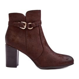 Sergio Leone Damen-Stiefeletten aus Leder mit Schnalle, Braun Lasima