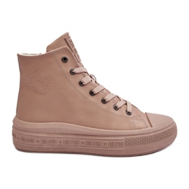 Isolierte Damen-Sneaker mit Reißverschluss, Beige, Big Star MM274022
