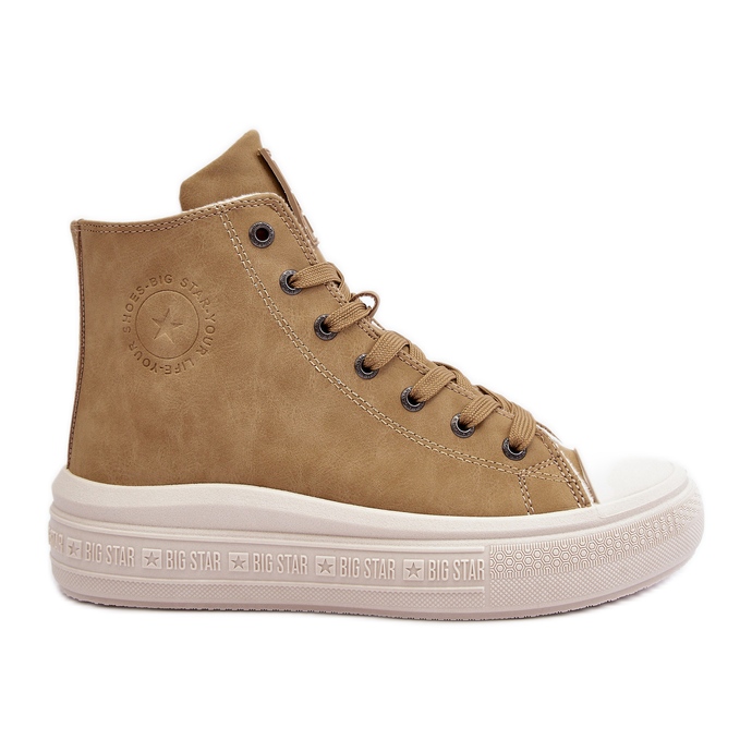Isolierte Damen-Sneaker mit Reißverschluss, Camel Big Star MM274026 beige