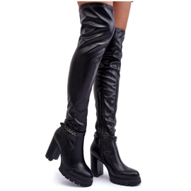 Seastar Leder-Overknee-Stiefel mit massivem High-Heel, Black Kytia schwarz