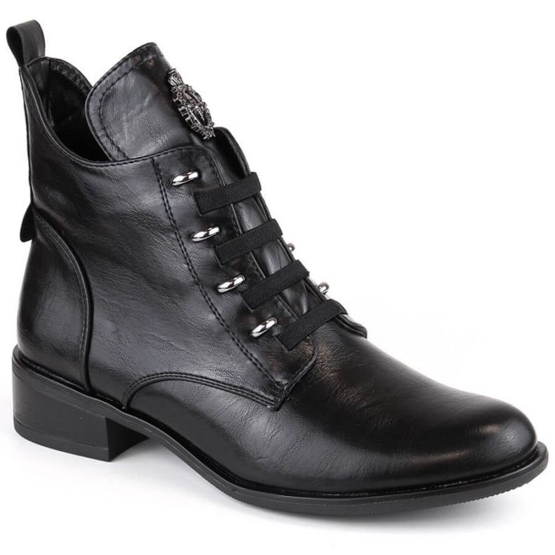 Isolierte Stiefeletten mit flachem Absatz Jezzi W JEZ412A, schwarz