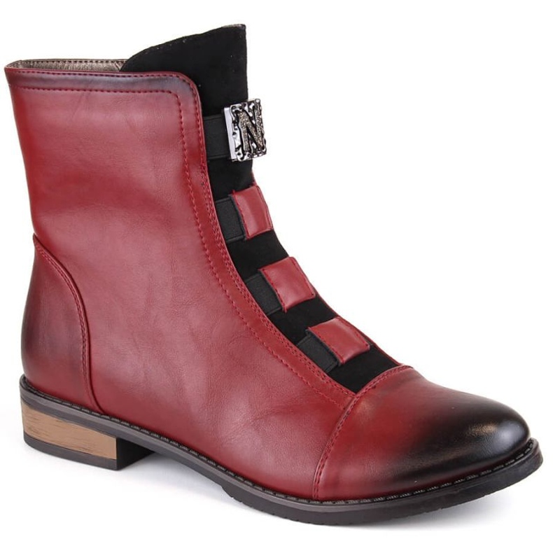 Isolierte Stiefeletten mit Dekoration Jezzi W JEZ413B, Burgund rot