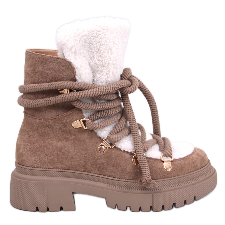 Shea Khaki-Schneestiefel aus Schaffell braun