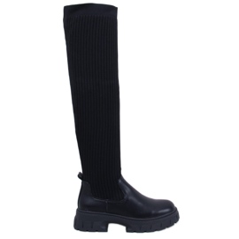 Teasly Black Overknee-Stiefel mit flexiblem Obermaterial schwarz