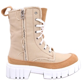Vaugh Beige Canvas-Stiefeletten mit Protektor