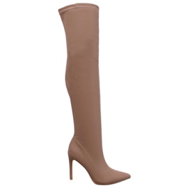 Dearica Khaki Stiletto-Stiefel beige