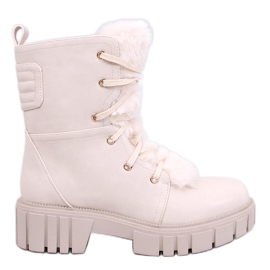 Melvin Beige Schnürstiefeletten mit Fell