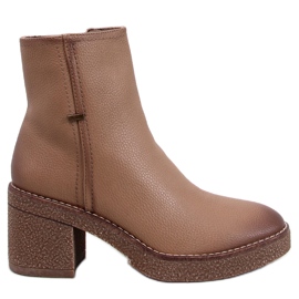 Tamika Beige Gummi-Stiefeletten mit hohen Absätzen