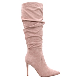 Danielle Khaki klassische High-Heel-Stiefel beige