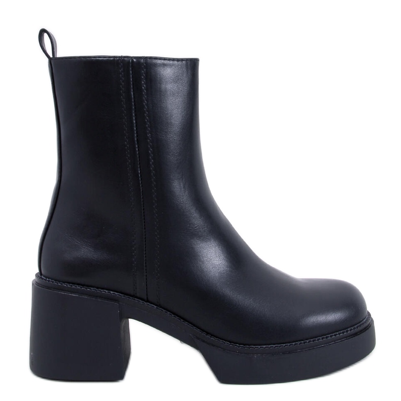 Ruffin Schwarze Stiefeletten mit stabilem Absatz