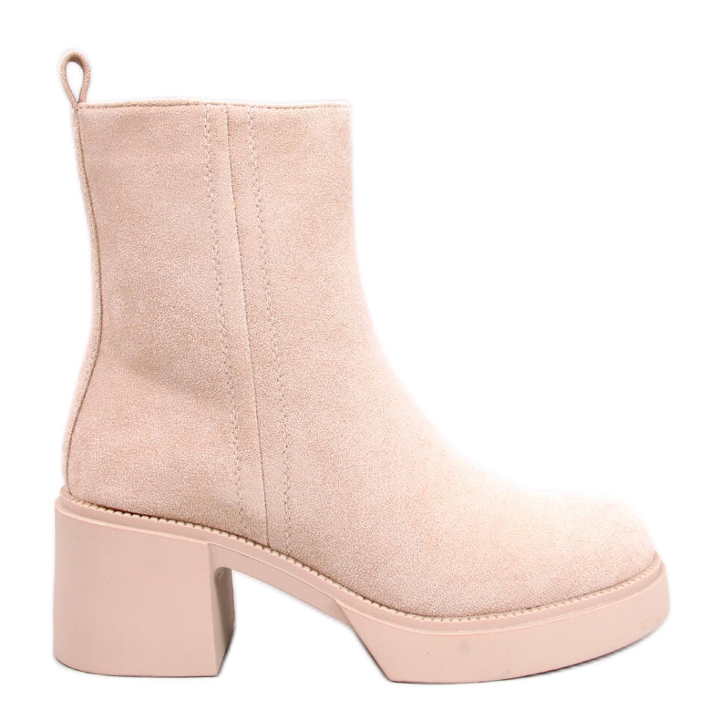 Ruffin Beige Stiefeletten mit stabilem Absatz
