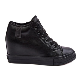 Damen-Sneaker aus Leder mit Keilabsatz Big Star MM274001 Schwarz