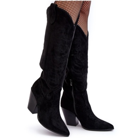 WS1 Damen-Cowboystiefel mit hohem Absatz, Schwarz Tomani
