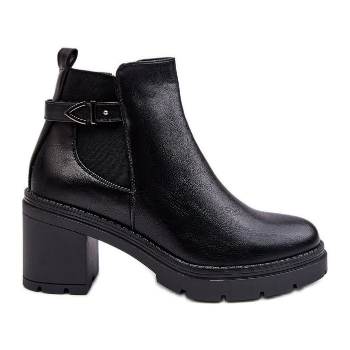 Damen-Stiefeletten mit massivem High Heel in Schwarz von Belinda