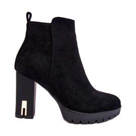 Klassische Wildleder-Stiefeletten mit hohem Absatz, Schwarz, Amy