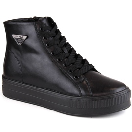 Lederstiefeletten auf der Plattform, isolierte schwarze Filippo DBT4708 Creepers