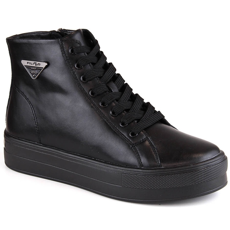 Lederstiefeletten auf der Plattform, isolierte schwarze Filippo DBT4708 Creepers