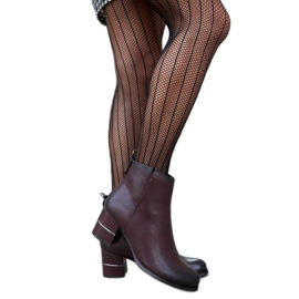 Burgunderrote und schwarze Stiefeletten mit dekorativem Batista-Absatz