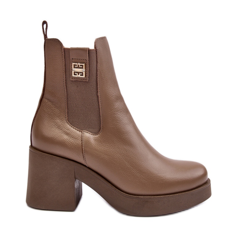 Lemar Damen-Lederstiefel mit hohem Absatz, braun, Kodra