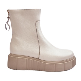 Damen-Lederstiefel auf der Plattform Hellbeige Lemar Jenefer