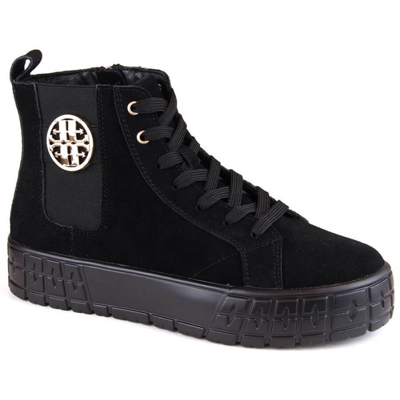 Filippo W PAW470 isolierte Plateaustiefel aus Leder und Wildleder, schwarz