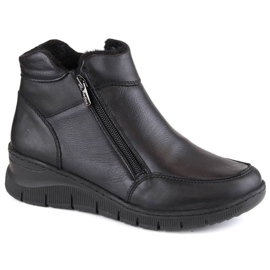 Bequeme, isolierte Keilstiefel aus Leder Helios W H594A, schwarz