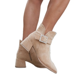 Karamellfarbene Stiefeletten mit Anibal-Zirkonen beige