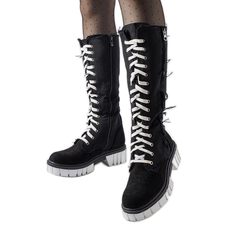 Schwarze Palmer-Stiefel mit Stoffisolierung